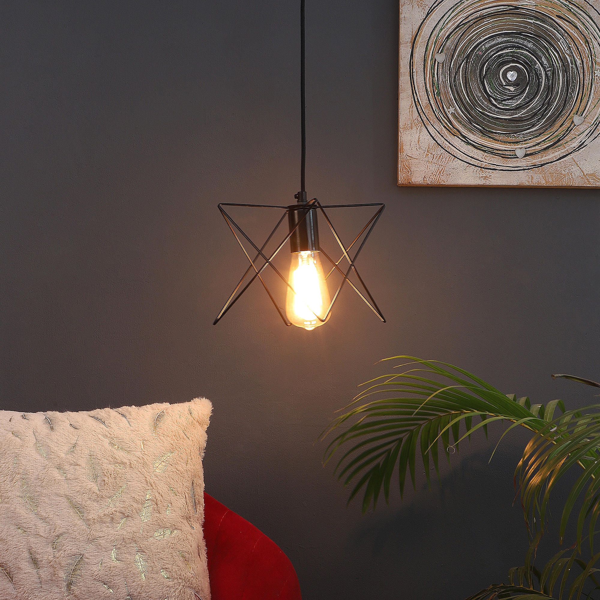 Nordic Black Vintage Metal Single Hanging Light