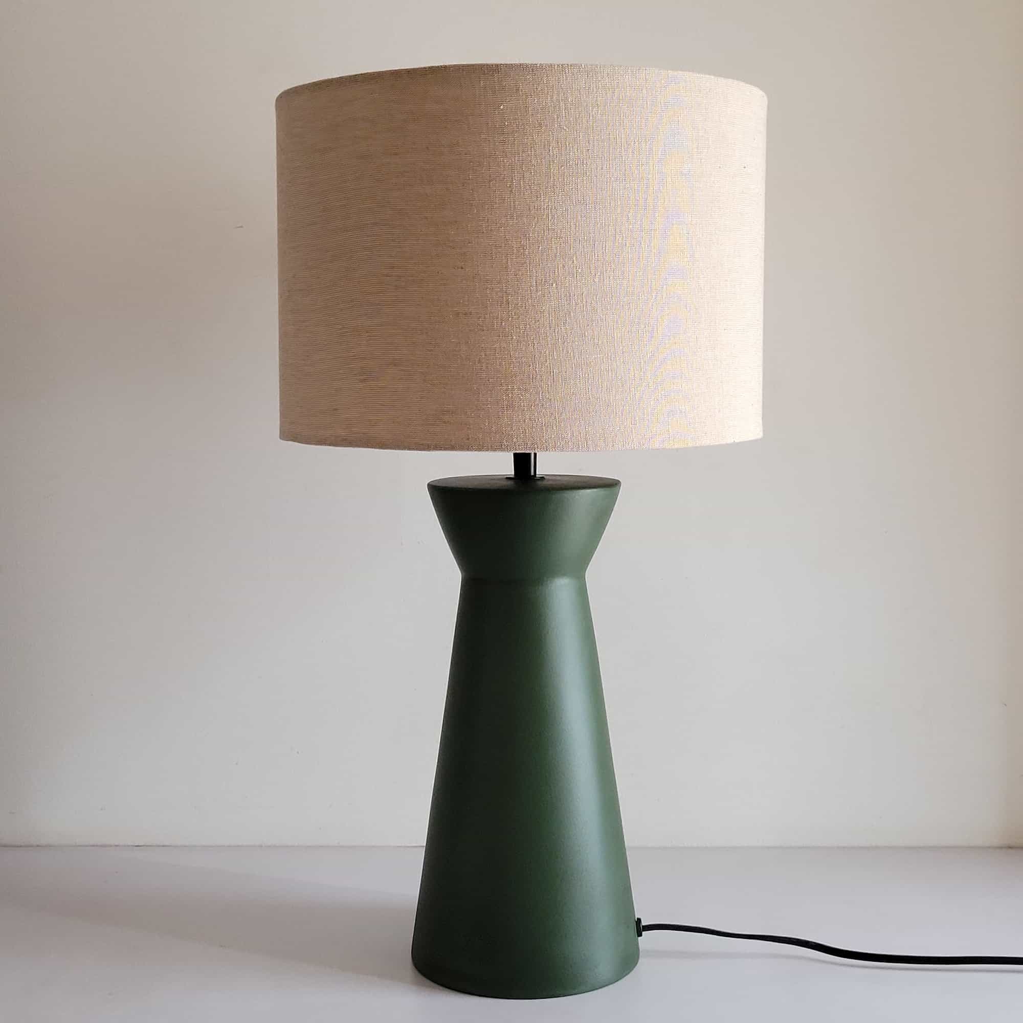 OLIVE GREEN TERRACOTTA TABLE LAMP